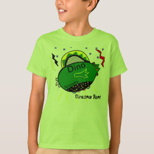 Green Dinosaur Spaceship Roar Stars T-Shirt