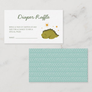 Green Dinosaur Stars Baby Diaper Raffle Enclosure Card