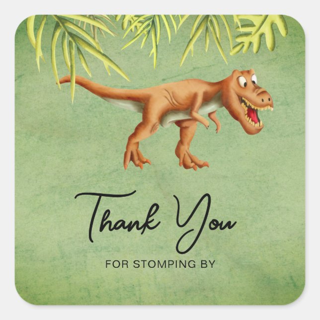 Green Dinosaur T Rex Birthday Party  Square Sticker (Front)