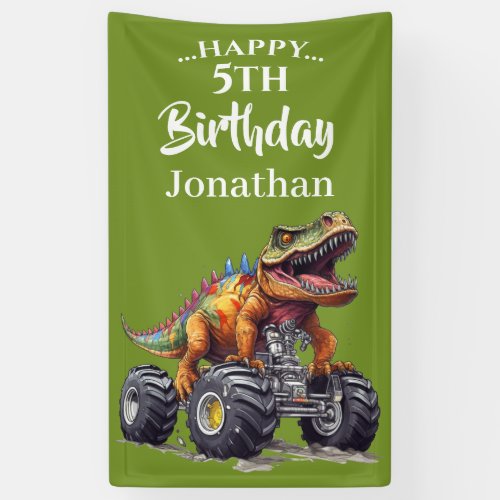 Green Dinosaur T_Rex Monster Truck theme Banner