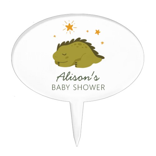 Green Dinosaur Twinkle Star Baby Shower Party Cake Topper