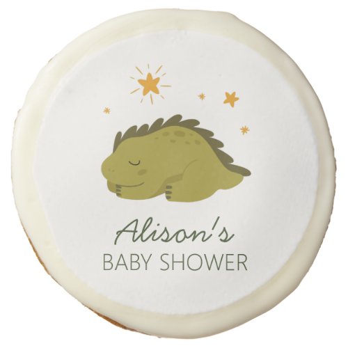 Green Dinosaur Twinkle Star Baby Shower Party  Sugar Cookie