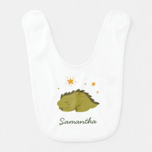 Green Dinosaur Twinkle Star Gender Neutral Baby Bib