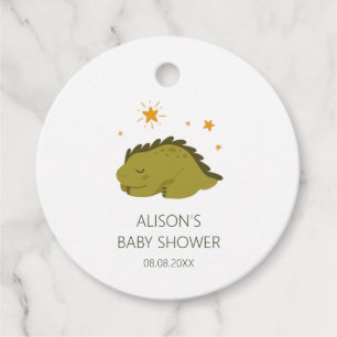 Green Dinosaur Twinkle Stars Gender Neutral Baby Favor Tags
