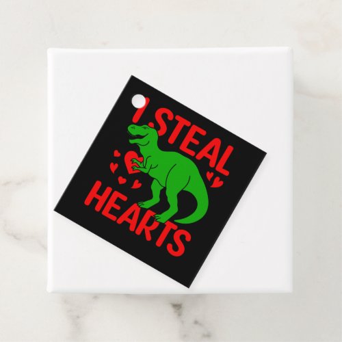 Green Dinosaur Valentine I Steal Hearts Favor Tags