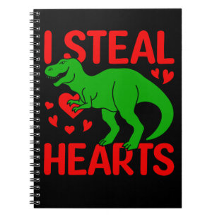 Green Dinosaur Valentine I Steal Hearts Notebook