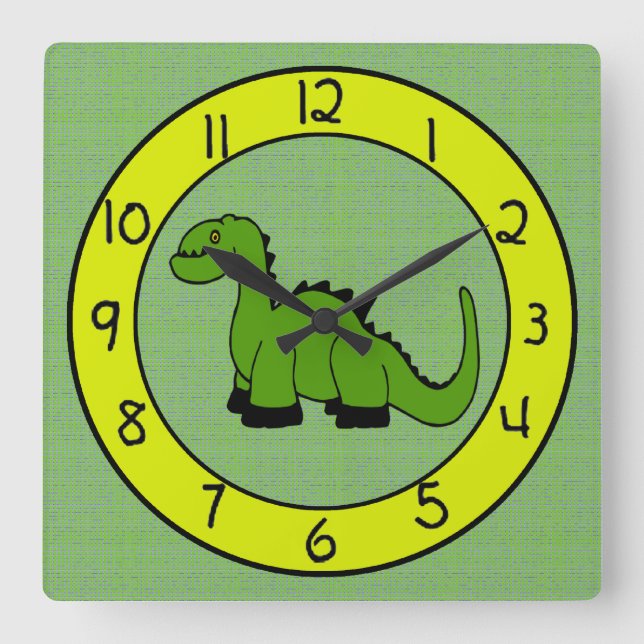 Green Dinosaur Wall Clock for Kids (Front)