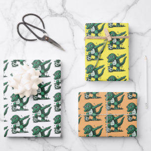 Green Dinosaur Wrapping Paper Sheets