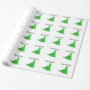 Green Dinosaurs Birthday Theme Wrapping Paper