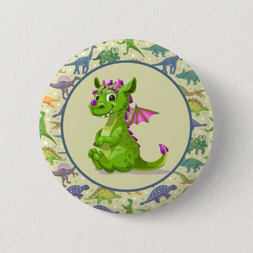 Green Dinosaurs  Button