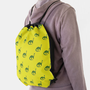 Green dinosaurs on yellow pattern drawstring bag