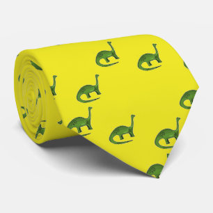 Green dinosaurs on yellow pattern neck tie