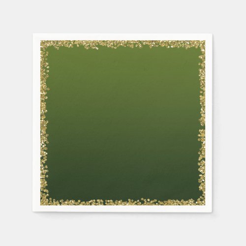 Green Dipped Gold Glitter Glam Sparkle Party Napkins