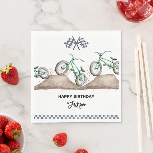 Green Dirt Bike BMX party Napkins (Insitu)