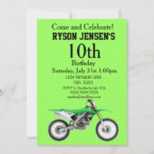 Green Dirt Bike Sports Boy Birthday Invitations (Front)