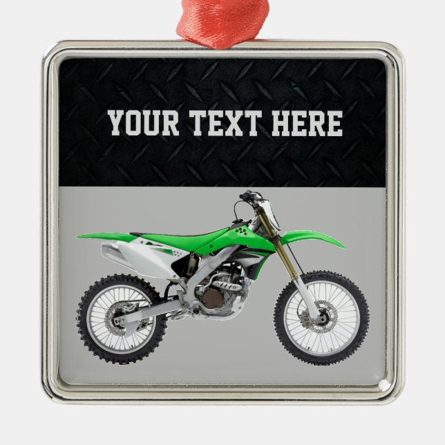 Green Dirt Bike Sports Boy Christmas Boy Metal Ornament (Front)