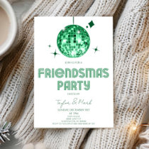 Green Disco Ball Cheers Friendsmas Party Invitation