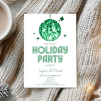 Green Disco Ball Cheers Holiday Party Invitation