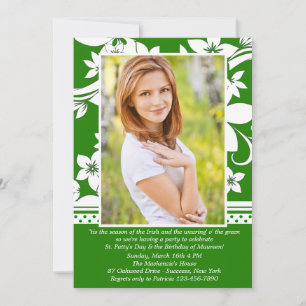 Green Distinction Photo Birthday Invitation