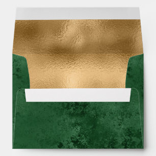 Green Distressed Gold Self Addressed Wedding Envelope