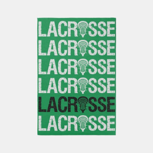 Green Distressed Lacrosse Word Rug