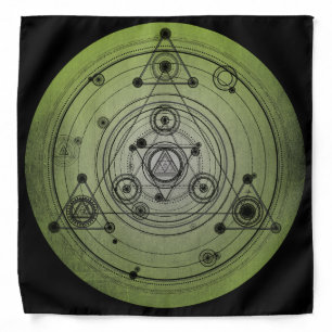 Green distressed sacred geometry design bandana