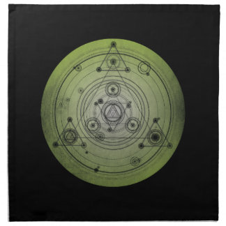Green distressed sacred geometry design cloth napkin