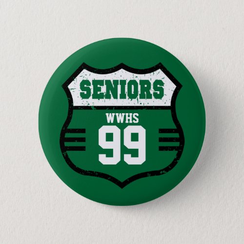 Green Distressed Seniors Road Sign Button