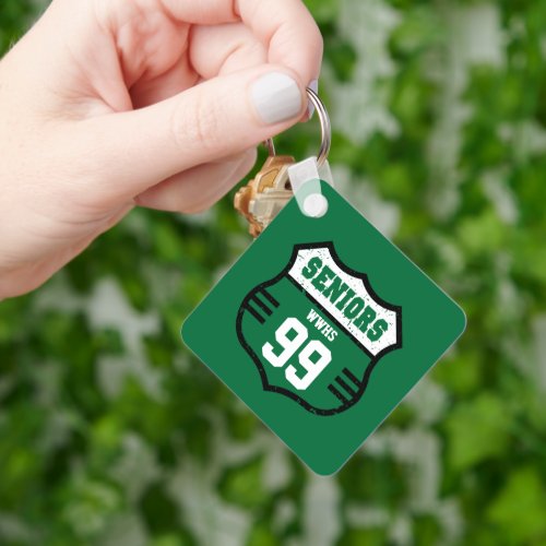 Green Distressed Seniors Road Sign Keychain