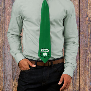 Green Distressed Seniors Road Sign Neck Tie