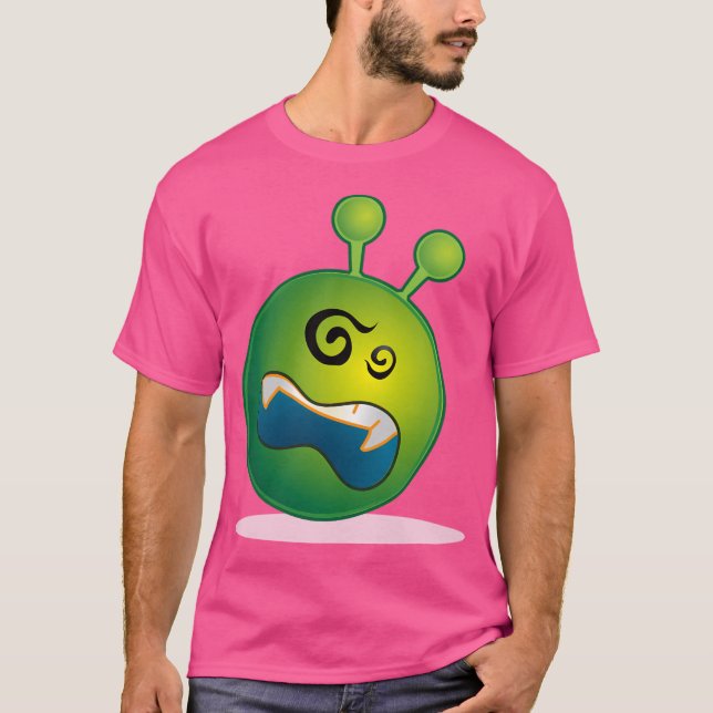 Green Dizzy Alien Emoji T-Shirt (Front)