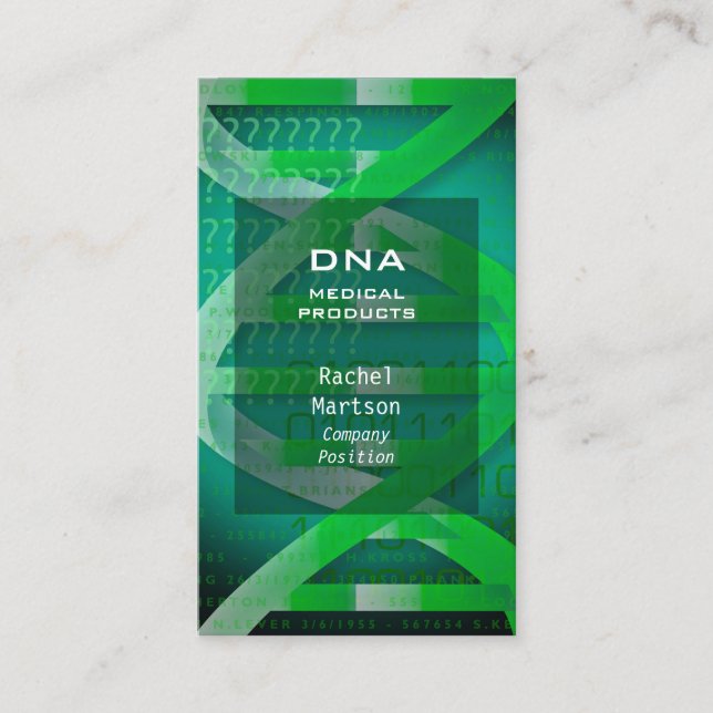 Green DNA Medical Science Modern Business Card (Front)