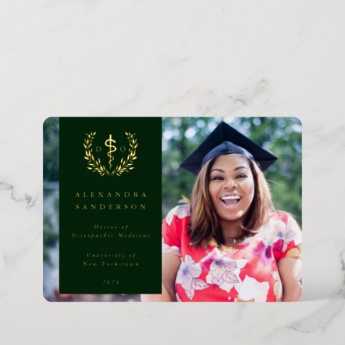 Green DO Asclepius Graduation Photo Announcement