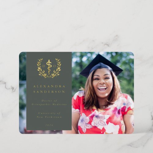 Green DO Asclepius Graduation Photo Announcement