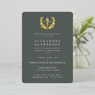 Green Doctor of Osteopathic Medicine Graduation Foil Invitation