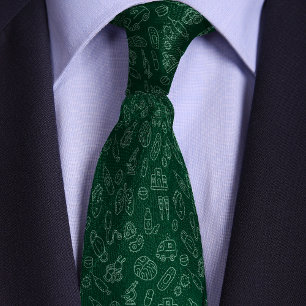 Green Doctors, Healthcare Professionals Doodle Neck Tie
