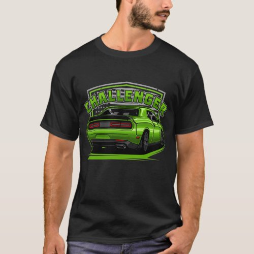 Green Dodge Challenger  T-Shirt