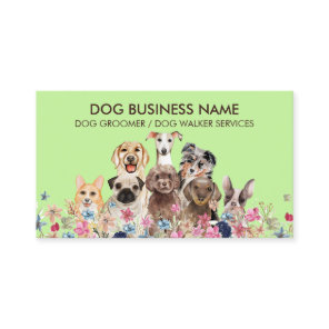 Green Dog grooming boutique pet sitter puppies Business Card