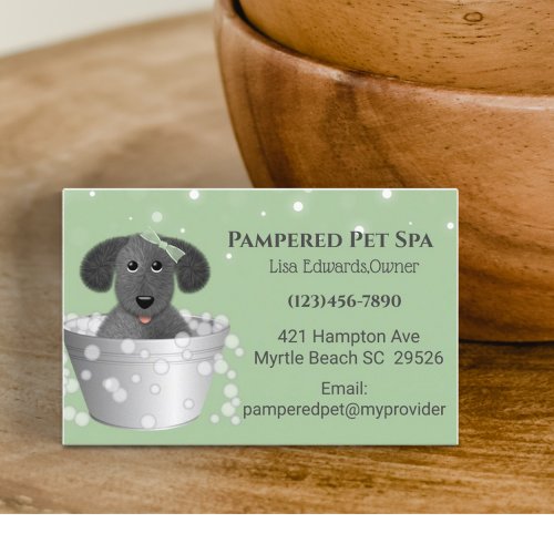Green Dog Grooming Dog Spa Appointment Card