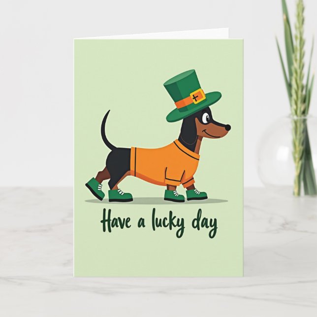 Green Dog Lucky Day Card (Front)