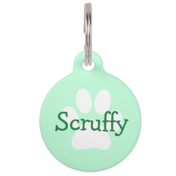 Green Dog Name And Address Paw Print Dog Tag by Everything_Grandma at Zazzle