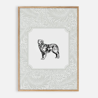 Green dog nursery vintage room poster