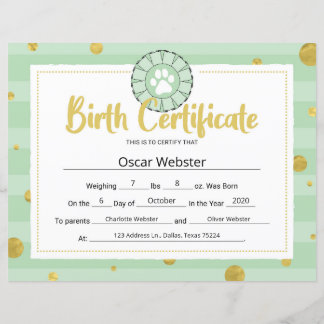 Green Dog Paw Clip Art Puppy Birth Certificate