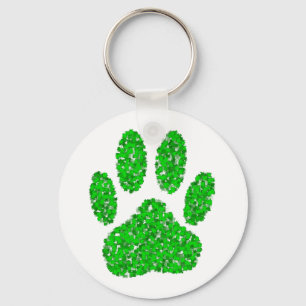 Green Dog Paw Print Keychain