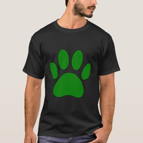 Green Dog Paw Print T_Shirt