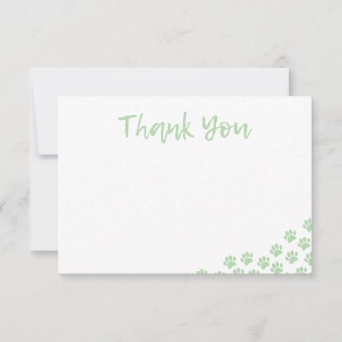 Green Dog Paw Prints Dog Birthday Thank You Pet Note Card