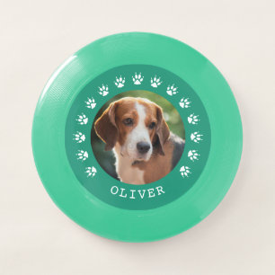 Green Dog Paw Prints Frame Pet Photo Wham-O Frisbee