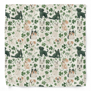 Green Dog Paw Prints Pattern Bandana