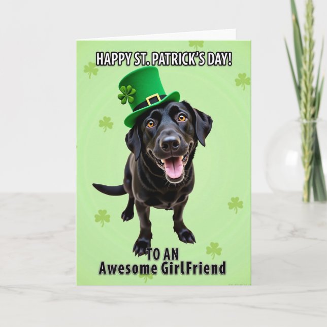 Green Dog Shamrocks Girlfriend Card (Front)