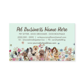Green Dog Walker Floral Logo Business Card
